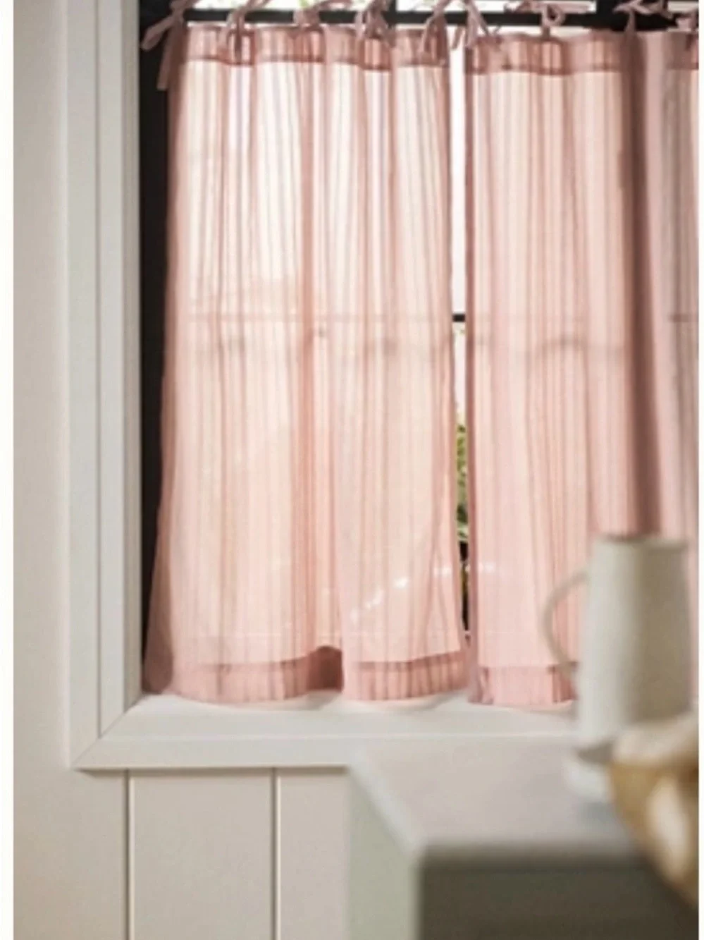 Sheer Pink Window Tier Curtain Panel - Home Accents